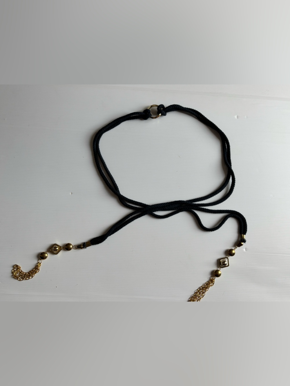 Vintage Black and Gold Rope Belt Adjustable Waist Chain